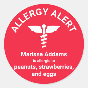 Sticker Rond Alerte Médicale d'allergie