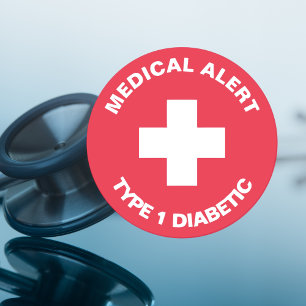 Sticker Rond Alerte Médicale personnalisée rouge diabétique