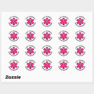 Sticker Rond Alerte Médicale T1d [Fuschia]