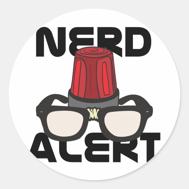 Sticker Rond Alerte nerd ! (Devant)