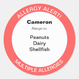 Sticker Rond Alerte personnalisable pour les allergies alimenta