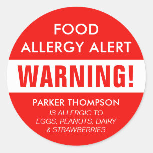 Sticker Rond Alerte Personnalisée Gras pour Enfants Allergiques
