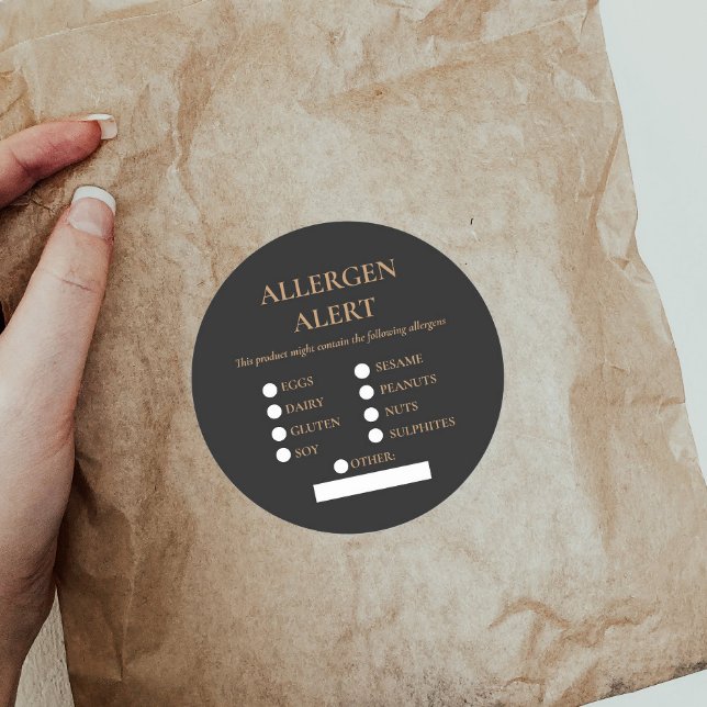 Sticker Rond Alerte sur les allergènes de sécurité alimentaire (Créateur téléchargé)