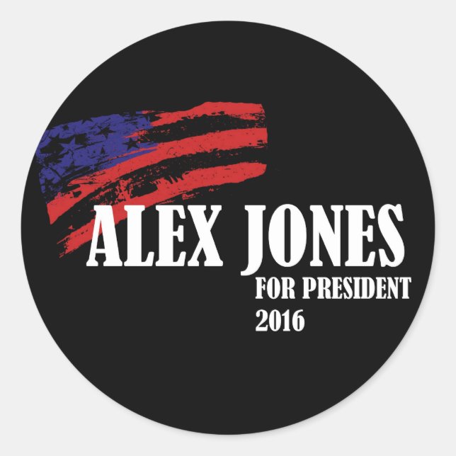 Sticker Rond Alex Jones pour le président 2016 (Devant)