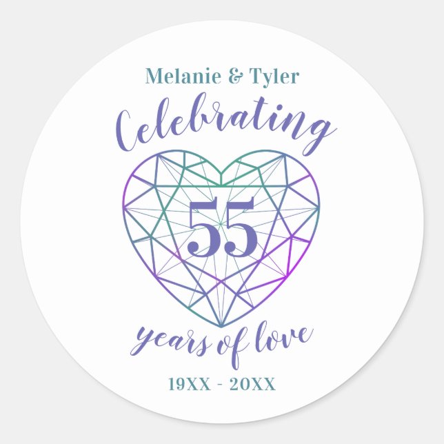 Sticker Rond Alexandrite anniversaire 55 ans d'autocollants d'a (Devant)