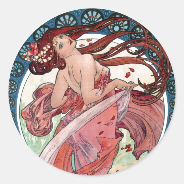 Sticker Rond Alfons Mucha 1898 Danse (Devant)