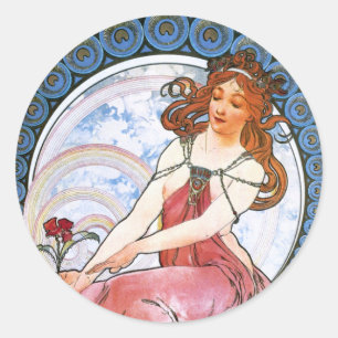 Sticker Rond Alfons Mucha : Muse de la peinture