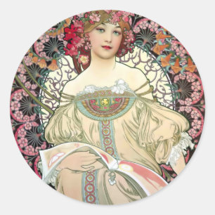 Sticker Rond Alfons Mucha Reverie 1897