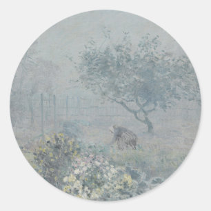 Sticker Rond Alfred Sisley - Brouillard, Voisins