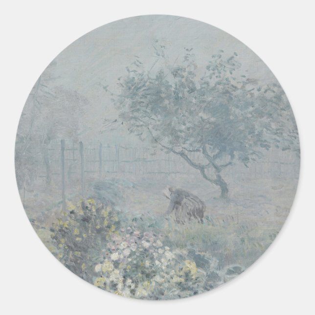 Sticker Rond Alfred Sisley - Fog, Voisins (Devant)