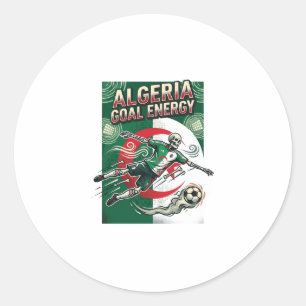 Sticker Rond Algérie But Énergie Squelette Attaquant Nations Gr