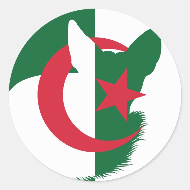 Sticker Rond Algérie Fennec Fox Algérien Drapeau animal nationa (Devant)