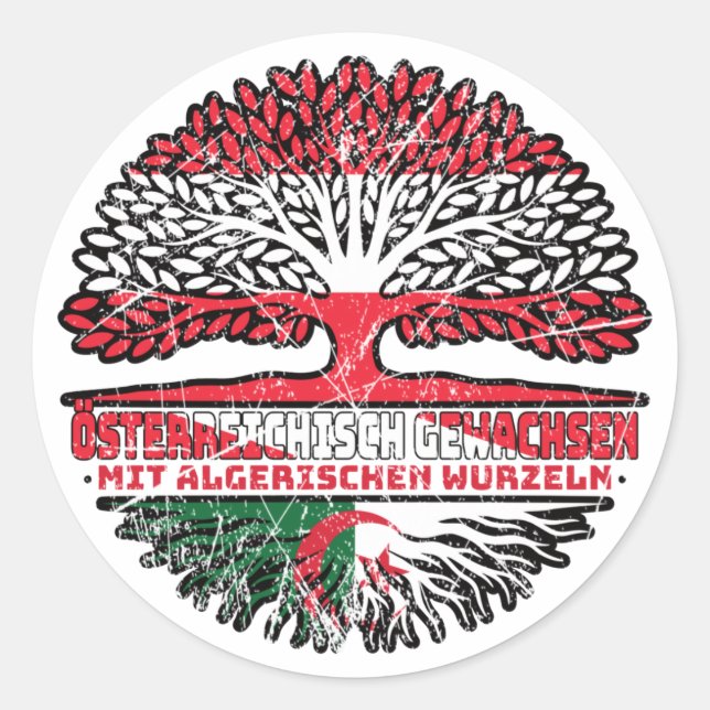 Sticker Rond Algerien Algerisch Österreichisch Österreich Baum (Devant)