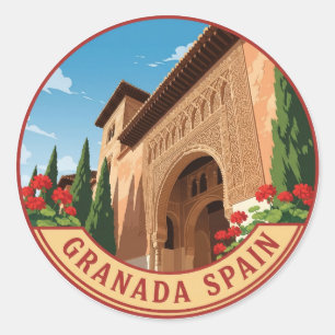 Sticker Rond Alhambra Grenade Espagne Voyage