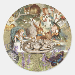 Sticker Rond Alice Adventures in Wonderland Mad Tea Party