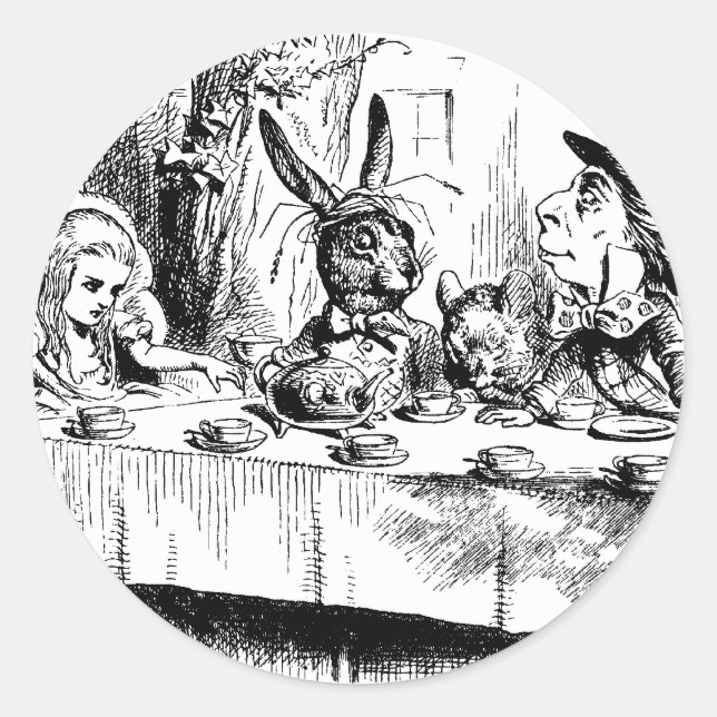 Sticker Rond Alice au Mad Tea Party (Devant)