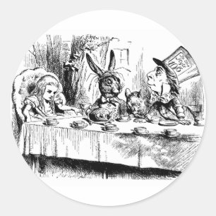Sticker Rond Alice au Mad Tea Party