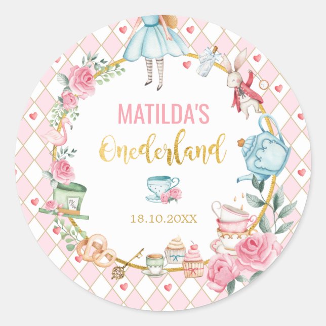 Sticker Rond Alice au pays des merveilles 1er anniversaire Oned (Devant)