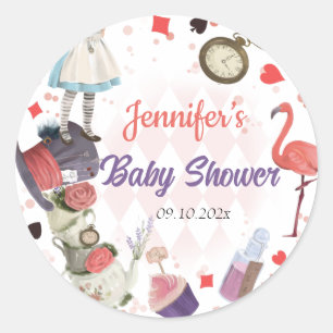 Sticker Rond Alice au pays des merveilles Baby shower des Onede