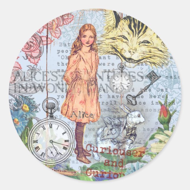 Sticker Rond Alice au pays des merveilles Classique Cheshire Ra (Devant)