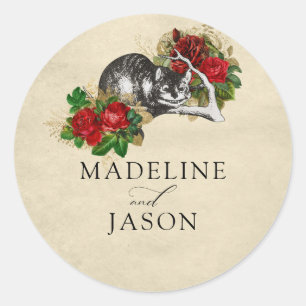 Sticker Rond Alice au pays des merveilles de Noël Fleur Cat Mar