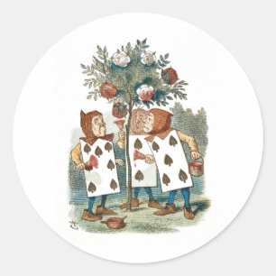 Sticker Rond Alice au pays des merveilles Jouer des jardiniers 