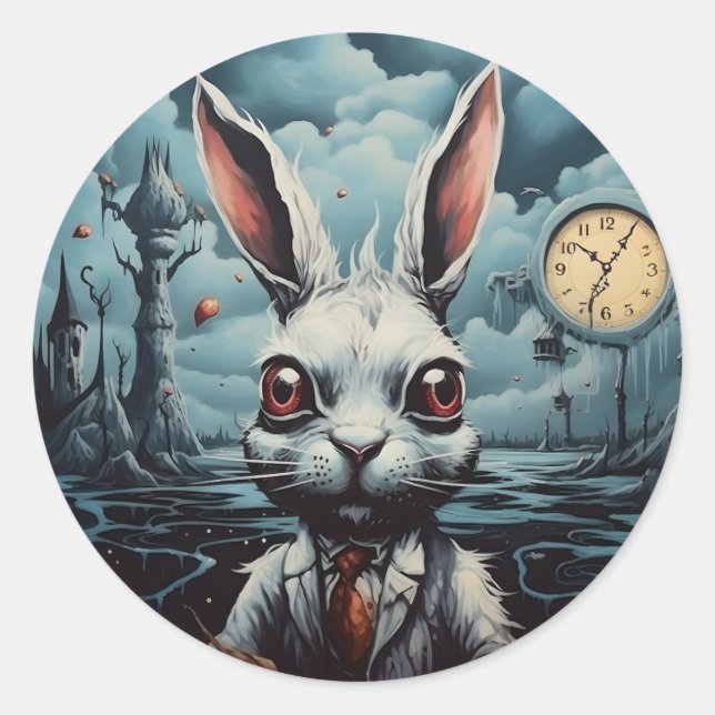 Sticker Rond Alice au pays des merveilles Lapin blanc (Devant)