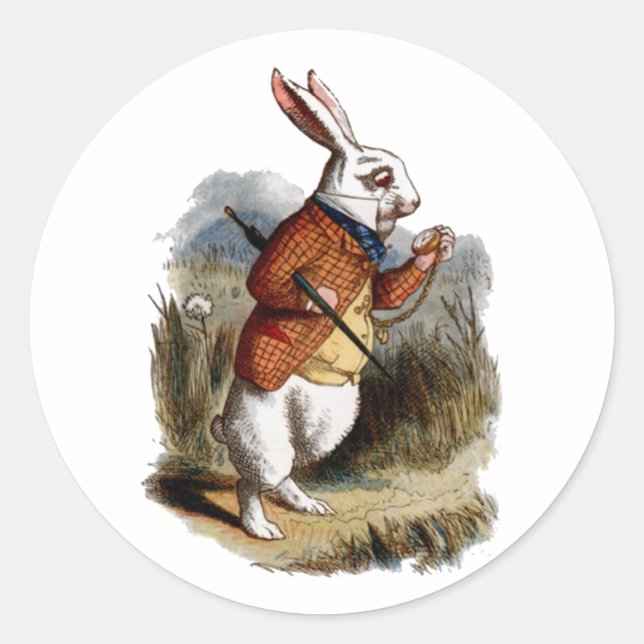 Sticker Rond Alice au pays des merveilles Lapin blanc Personnal (Devant)