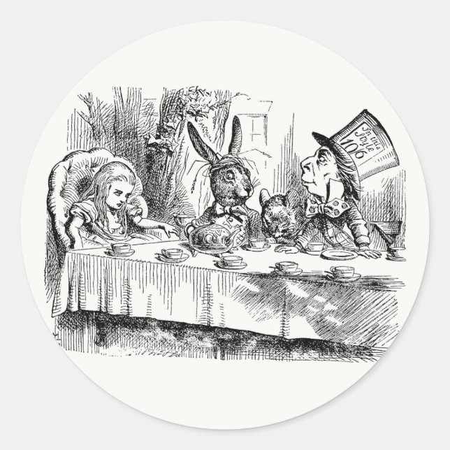 Sticker Rond Alice au pays des merveilles - Le Tea Party de Mad (Devant)