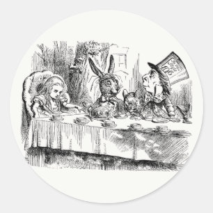 Sticker Rond Alice au pays des merveilles - Le Tea Party de Mad