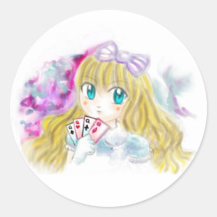 Sticker Rond Alice Au Pays Des Merveilles Manga Anime Version K