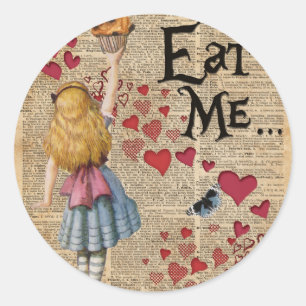 Sticker Rond Alice au pays des merveilles me mangent petit pain