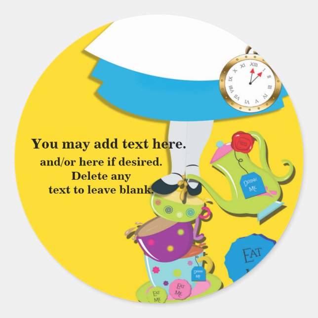 Sticker Rond Alice au pays des merveilles Tasses de Thé Whimsic (Devant)