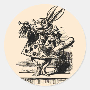 Sticker Rond Alice au pays des merveilles vintage Lapin Blanc e