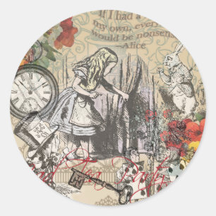 Sticker Rond Alice Aventures au Pays des Merveilles Rideau Clas