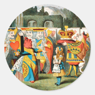 Sticker Rond Alice Aventures Wonderland Reine de Coeur