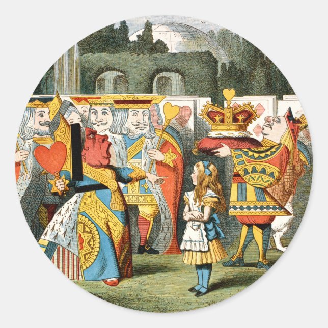 Sticker Rond Alice Aventures Wonderland Reine de Coeur (Devant)