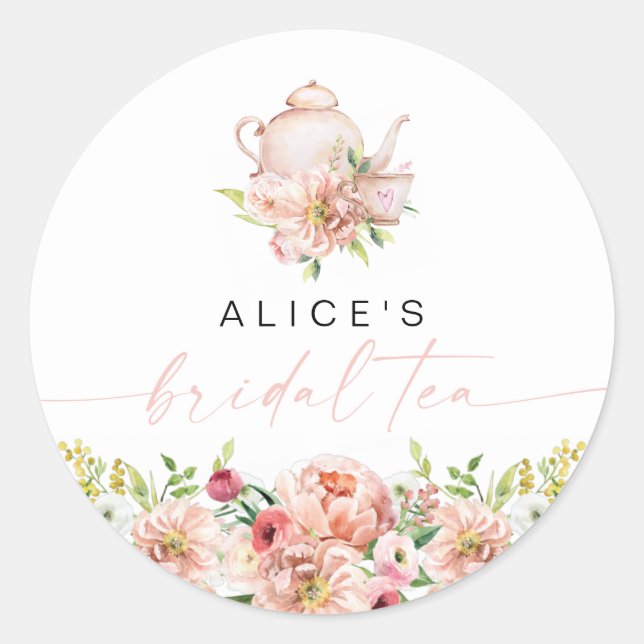 Sticker Rond ALICE Blush Floral Mariage Thé Party Brunch Shower (Devant)