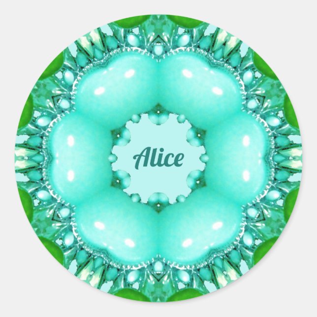 Sticker Rond ALICE ~ Bright Abstrait Fractal Motif ~ Classic (Devant)