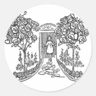 Sticker Rond Alice dans la porte (en 7 formes)