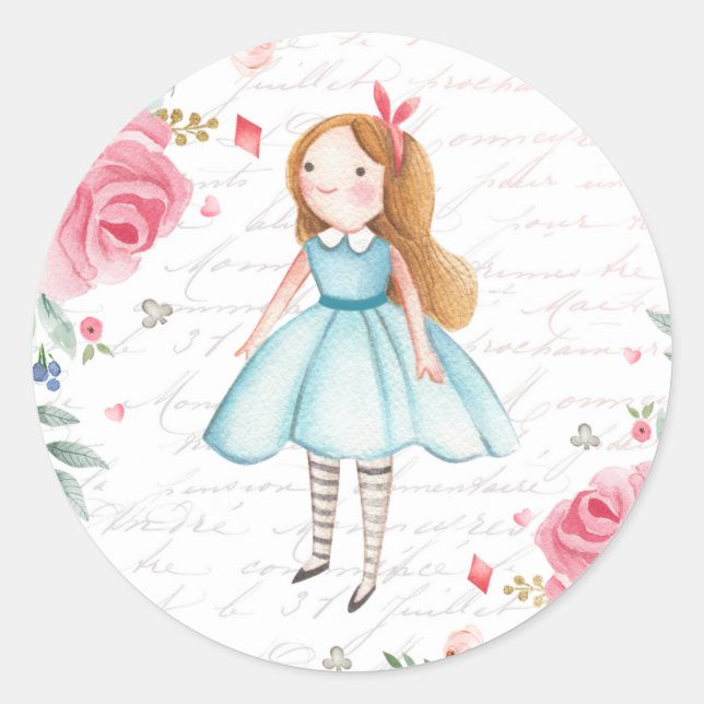 Sticker Rond Alice dans l'Onederland 1er anniversaire Tea Party (Devant)