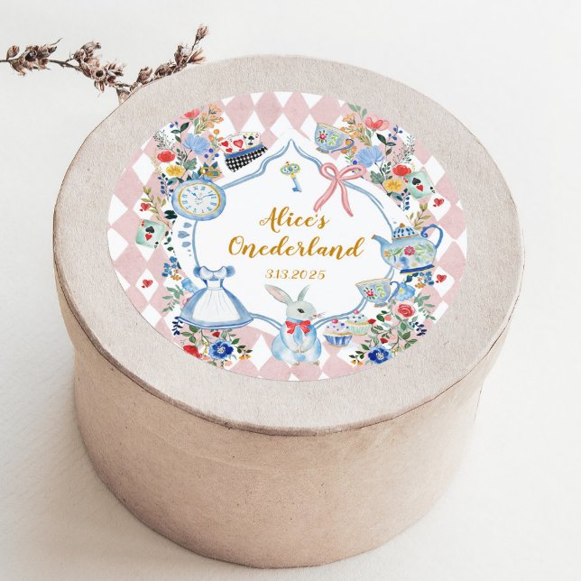 Sticker Rond Alice dans l'Onederland Anniversaire lunaire (Créateur téléchargé)