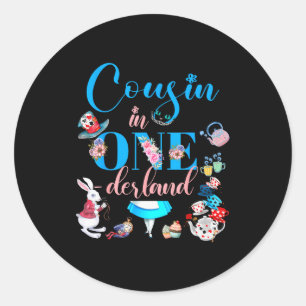 Sticker Rond Alice dans Onederland cousine de la famille de l'a