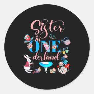 Sticker Rond Alice dans Onederland Sœur de la famille de l'anni
