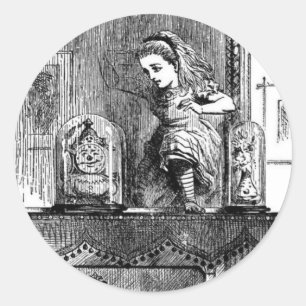 Sticker Rond Alice dans un miroir