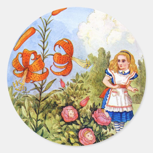 Sticker Rond Alice et les fleurs parlantes au pays des merveill (Devant)