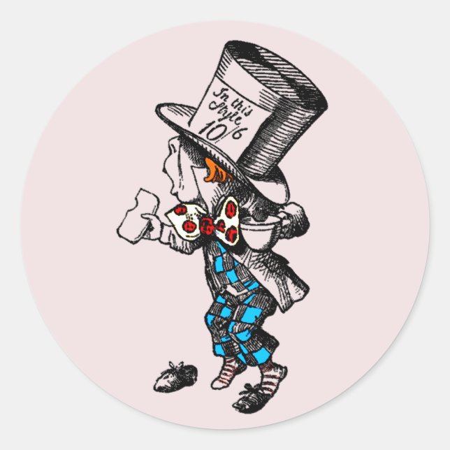 Sticker Rond Alice Hatter Mad Au Pays Des Merveilles (Devant)