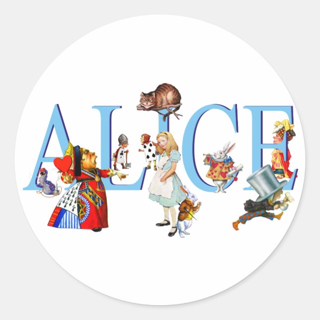 STICKER ROND ALICE IN WONDERLAND & AMIS (Devant)