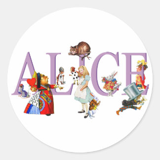 STICKER ROND ALICE IN WONDERLAND & AMIS