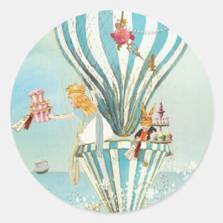 STICKER ROND ALICE IN WONDERLAND THÉ À QUATRE PHOQUES